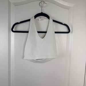 Brandy Melville Knotted Halter Crop Top Cream One Size Y2K Coquette Soft Girl